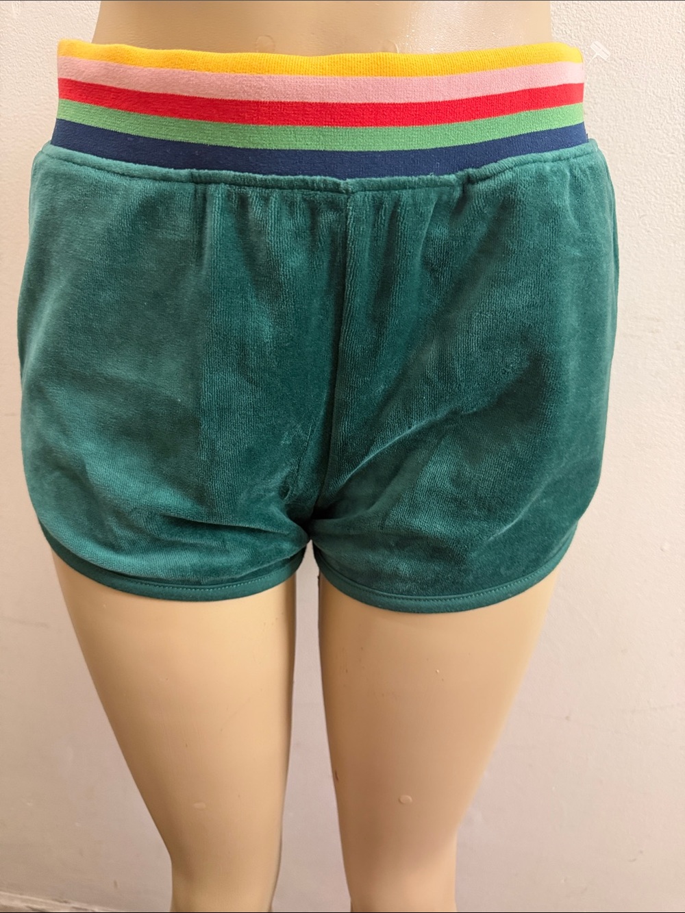 wild fable Teal Velour Athletic Shorts with Multicolor Stripe Waistband